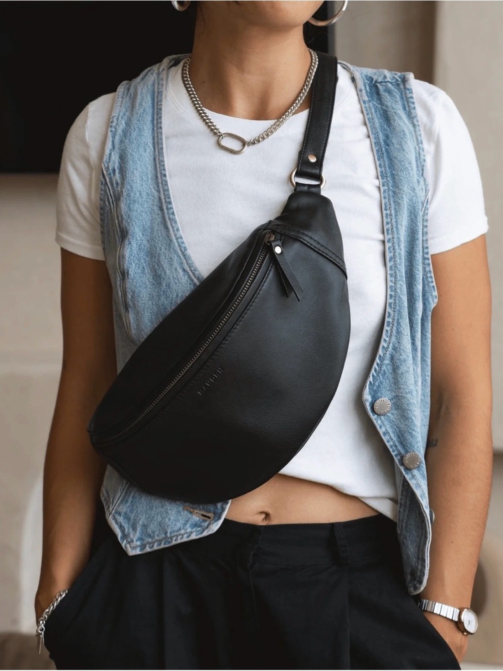 Mandrn Atlas Bag in Black Leather